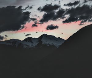 Preview wallpaper clouds, mountains, peak, dark