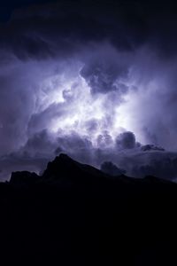 Preview wallpaper clouds, night, lightning, cloudy, dark, gloomy