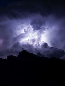 Preview wallpaper clouds, night, lightning, cloudy, dark, gloomy