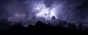 Preview wallpaper clouds, night, lightning, cloudy, dark, gloomy