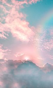 Preview wallpaper clouds, porous, rainbow, sky, shine, rays