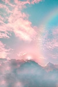 Preview wallpaper clouds, porous, rainbow, sky, shine, rays