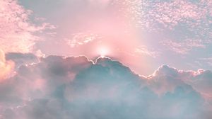 Preview wallpaper clouds, porous, rainbow, sky, shine, rays