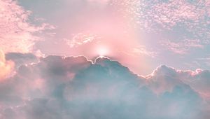 Preview wallpaper clouds, porous, rainbow, sky, shine, rays