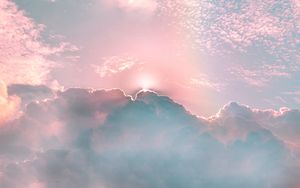 Preview wallpaper clouds, porous, rainbow, sky, shine, rays