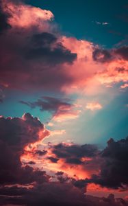 Preview wallpaper clouds, porous, sky, sunset, overcast