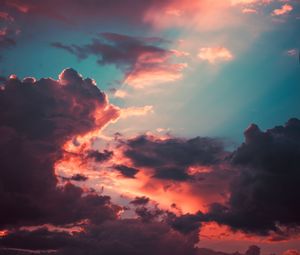 Preview wallpaper clouds, porous, sky, sunset, overcast