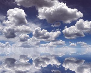 Preview wallpaper clouds, reflection, sky, water, white, blue