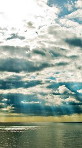 Preview wallpaper clouds, sea, beams, sun, light, colors