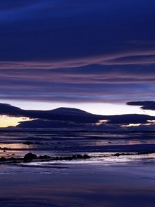 Preview wallpaper clouds, sea, dark blue, layers