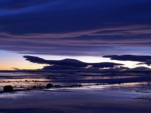 Preview wallpaper clouds, sea, dark blue, layers