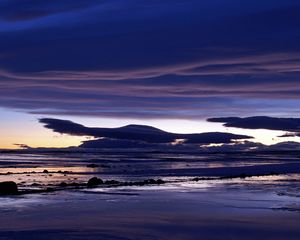 Preview wallpaper clouds, sea, dark blue, layers