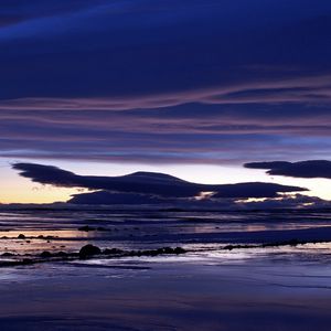 Preview wallpaper clouds, sea, dark blue, layers