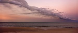Preview wallpaper clouds, sea, horizon, sand, sky, sunset