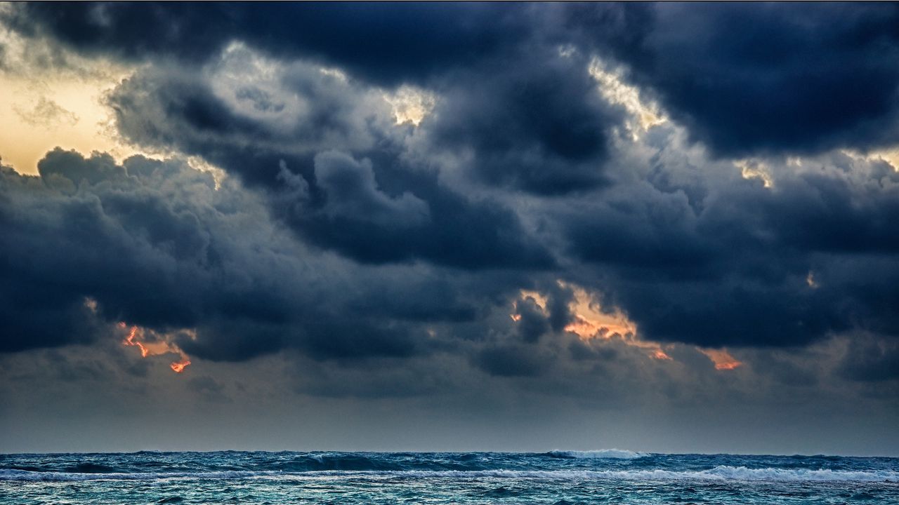 Wallpaper clouds, sea, storm, gloomy, heavy, elements