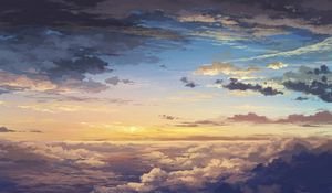 Preview wallpaper clouds, sky, art, sunset, elevation, landscape