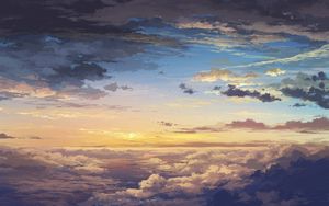 Preview wallpaper clouds, sky, art, sunset, elevation, landscape