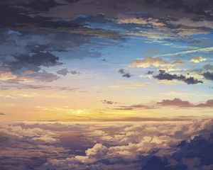 Preview wallpaper clouds, sky, art, sunset, elevation, landscape