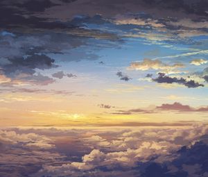 Preview wallpaper clouds, sky, art, sunset, elevation, landscape