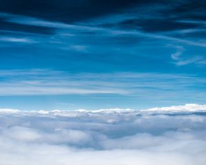 Preview wallpaper clouds, sky, blue, shades, lines, air, freshness, height