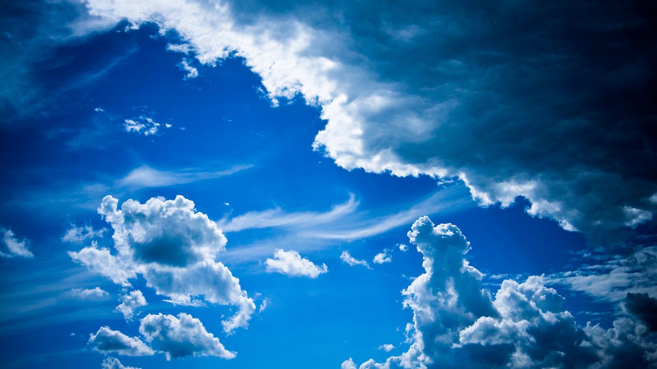 Wallpaper clouds, sky, blue, ease, volume, patterns, air masses