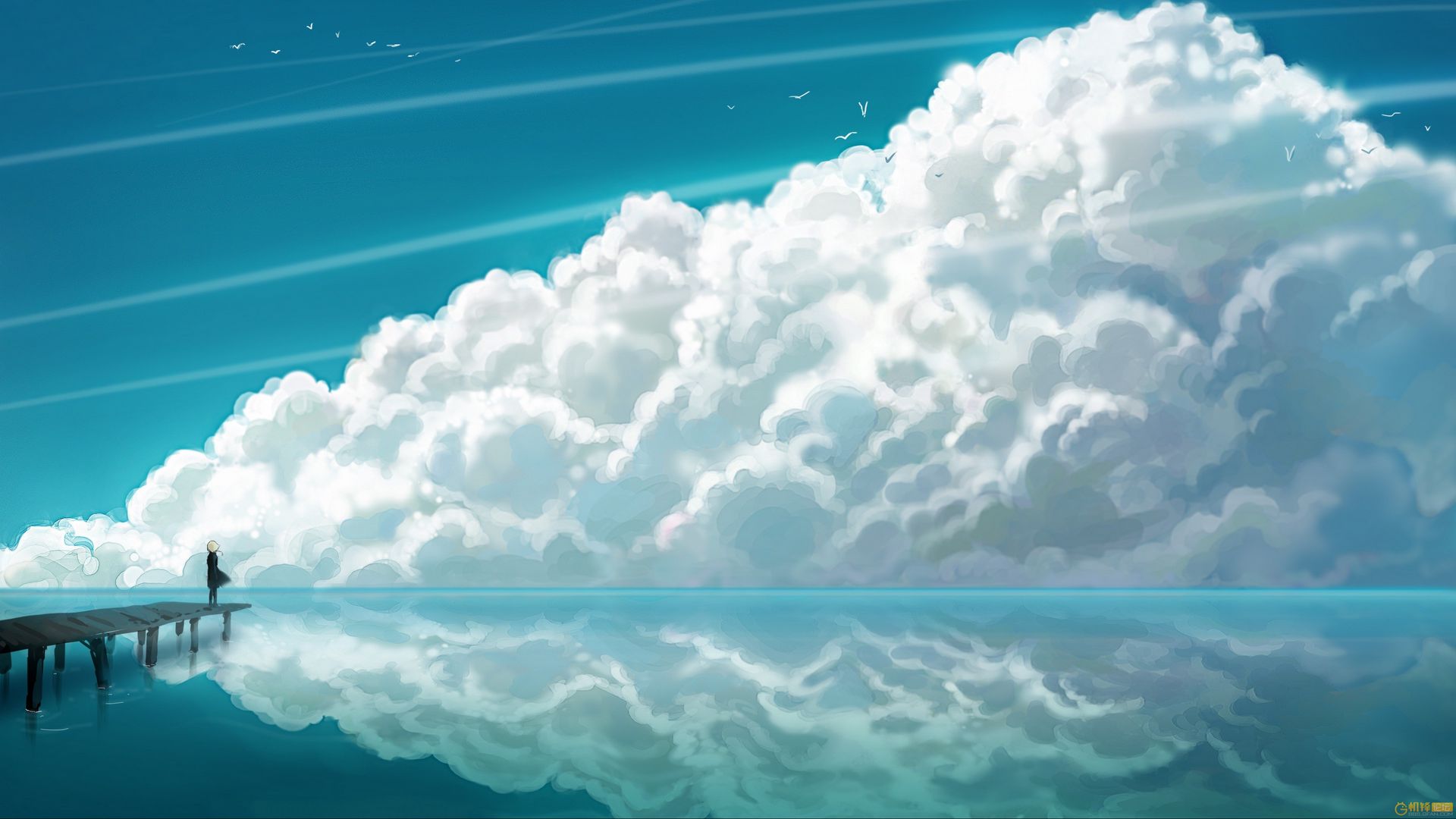 Download wallpaper 1920x1080 clouds, sky, bridge, people, reflection ...
