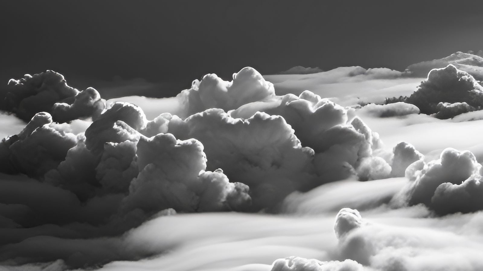 1600x900 Wallpaper clouds, sky, bw, nature