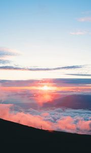 Preview wallpaper clouds, sky, dawn, aerial view, sunlight