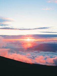 Preview wallpaper clouds, sky, dawn, aerial view, sunlight