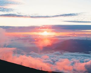 Preview wallpaper clouds, sky, dawn, aerial view, sunlight