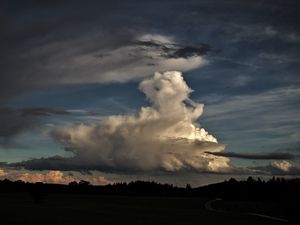 Preview wallpaper clouds, sky, forest, dusk