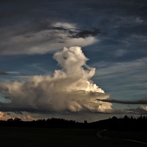 Preview wallpaper clouds, sky, forest, dusk