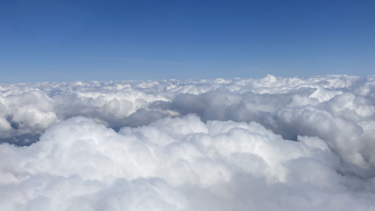 Wallpaper clouds, sky, height, turbine, flight