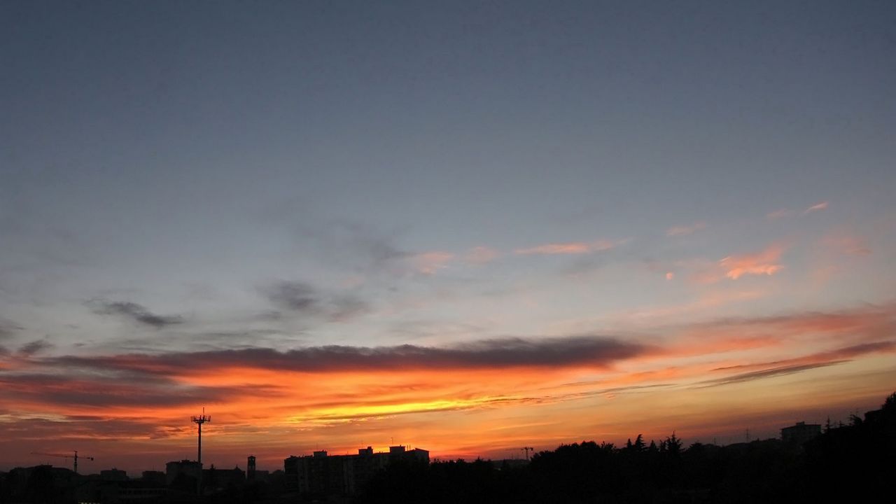 Wallpaper clouds, sky, lilac, evening, city, outlines, silence