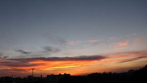 Preview wallpaper clouds, sky, lilac, evening, city, outlines, silence