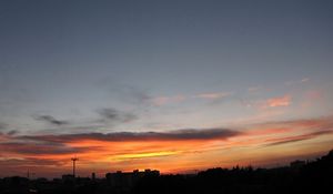 Preview wallpaper clouds, sky, lilac, evening, city, outlines, silence