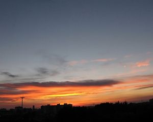 Preview wallpaper clouds, sky, lilac, evening, city, outlines, silence