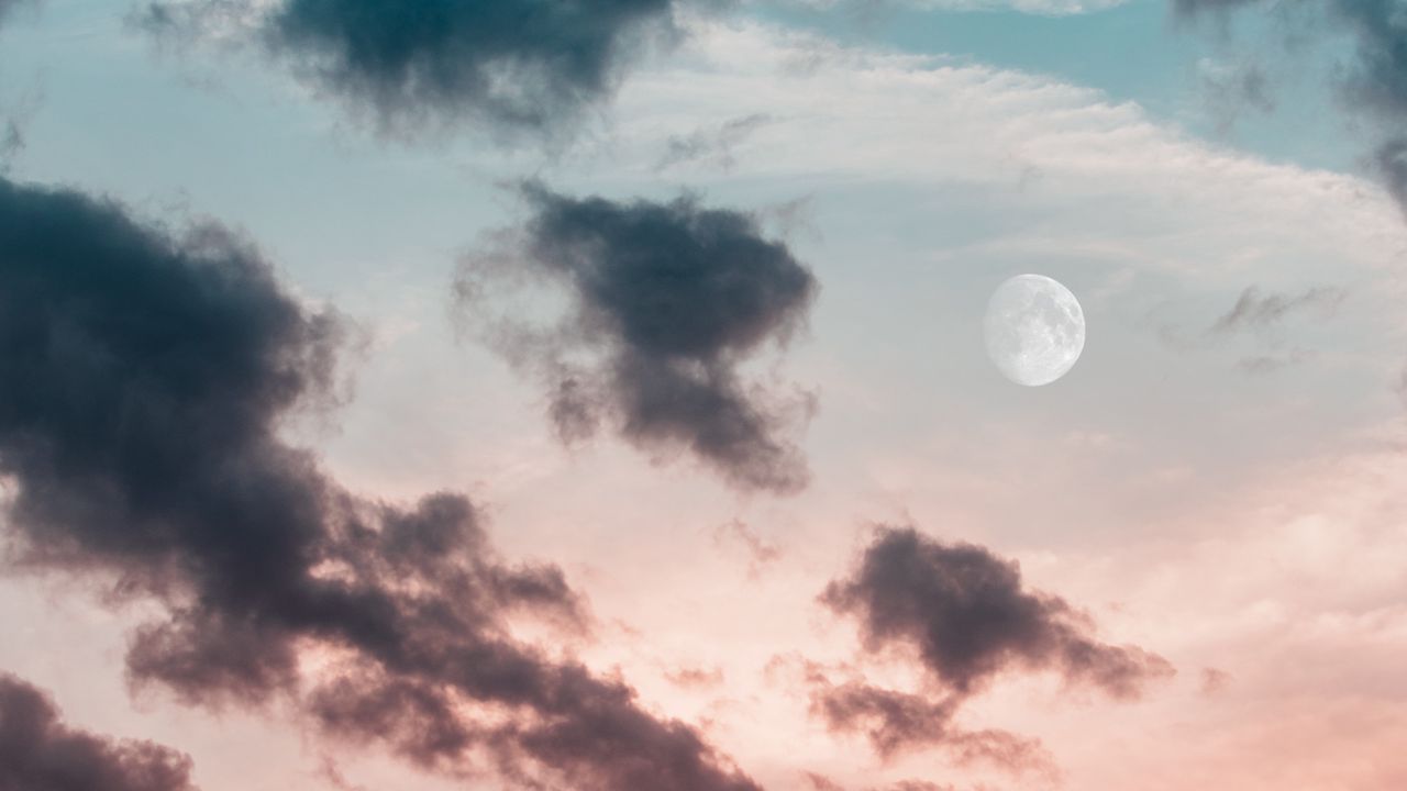 Wallpaper clouds, sky, moon