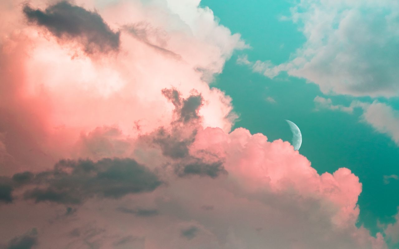 1280x800 Wallpaper clouds, sky, moon, porous, light