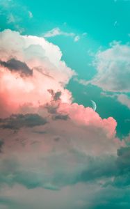 Preview wallpaper clouds, sky, moon, porous, light