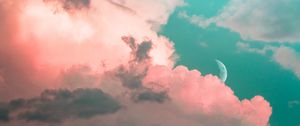 Preview wallpaper clouds, sky, moon, porous, light