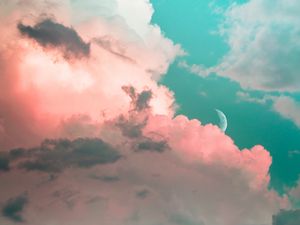 Preview wallpaper clouds, sky, moon, porous, light