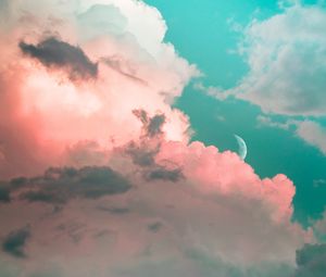 Preview wallpaper clouds, sky, moon, porous, light