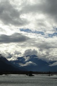 Preview wallpaper clouds, sky, mountains, heavy, water