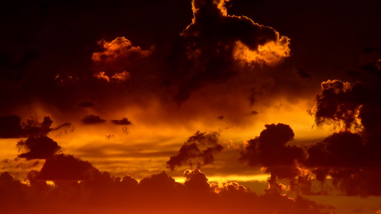 Wallpaper clouds, sky, night, red, dark, overcast