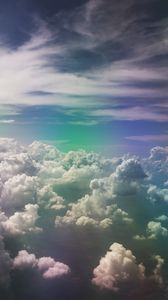 Preview wallpaper clouds, sky, porous, rainbow, light