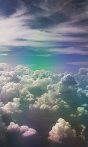 Preview wallpaper clouds, sky, porous, rainbow, light