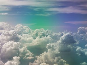 Preview wallpaper clouds, sky, porous, rainbow, light