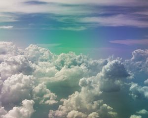 Preview wallpaper clouds, sky, porous, rainbow, light