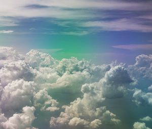 Preview wallpaper clouds, sky, porous, rainbow, light